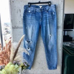 J. Crew Stretch Light Was Distressed Jeans 31